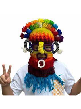 ⭐NEW Handmade  Aya Huma Diablo Umo Inca's kids Mask Ecuador Black Inti Raymi⭐